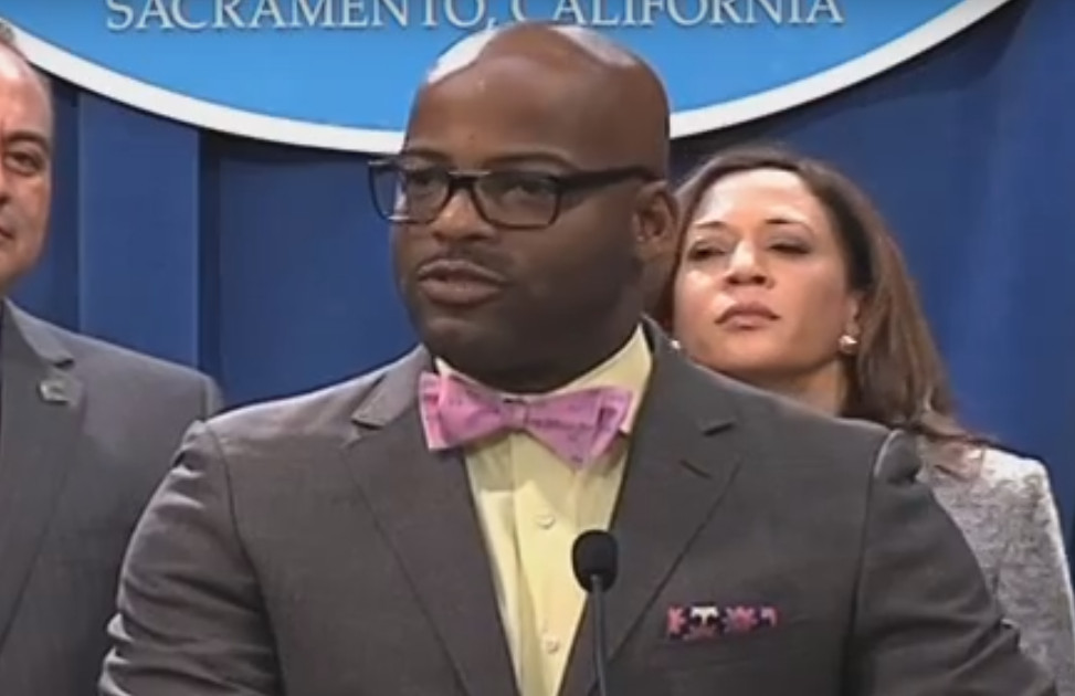 Isadore Hall at a news conference.