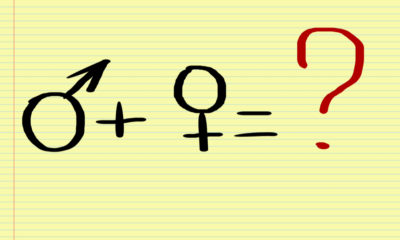 Symbol of man plus woman equals question mark.