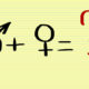 Symbol of man plus woman equals question mark.