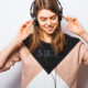 Woman wearing headphones