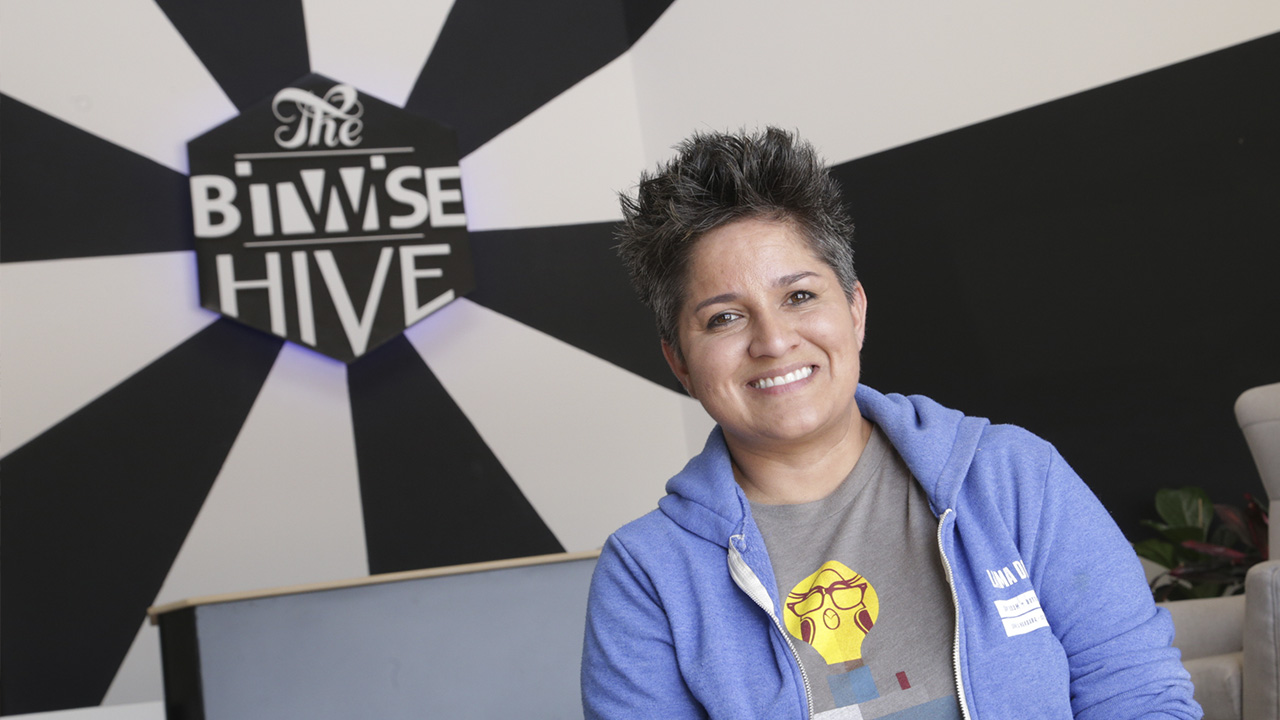 Portrait of Irma Olguin Jr. at Bitwise in Fresno, CA