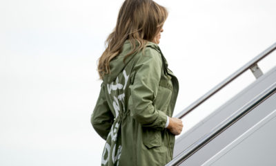 Photo of Melania Trump boarding plane