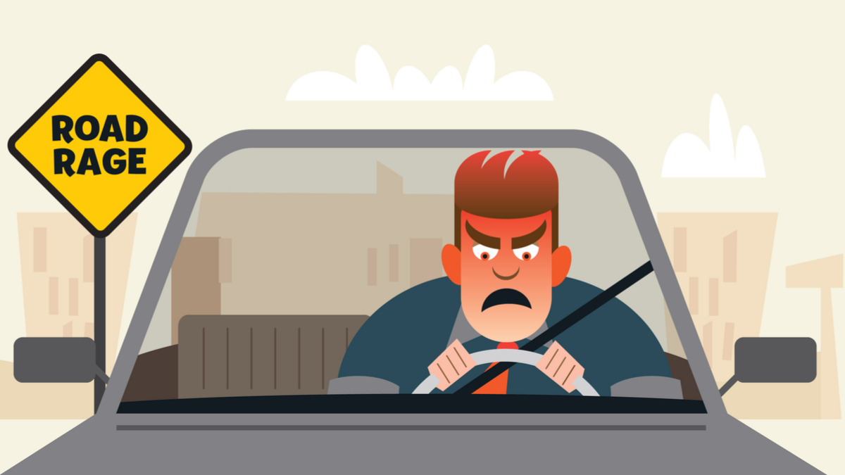Illustration of motorist with road rage