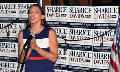 Photo of Sharice Davids addressing her supporters in Kansas