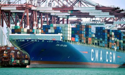 Photo of a container ship docked in China