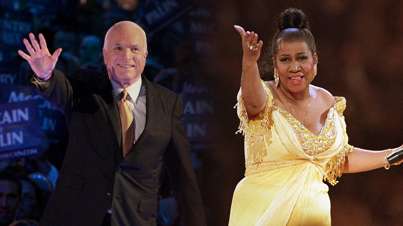 Photo combo of John McCain and Aretha Franklin