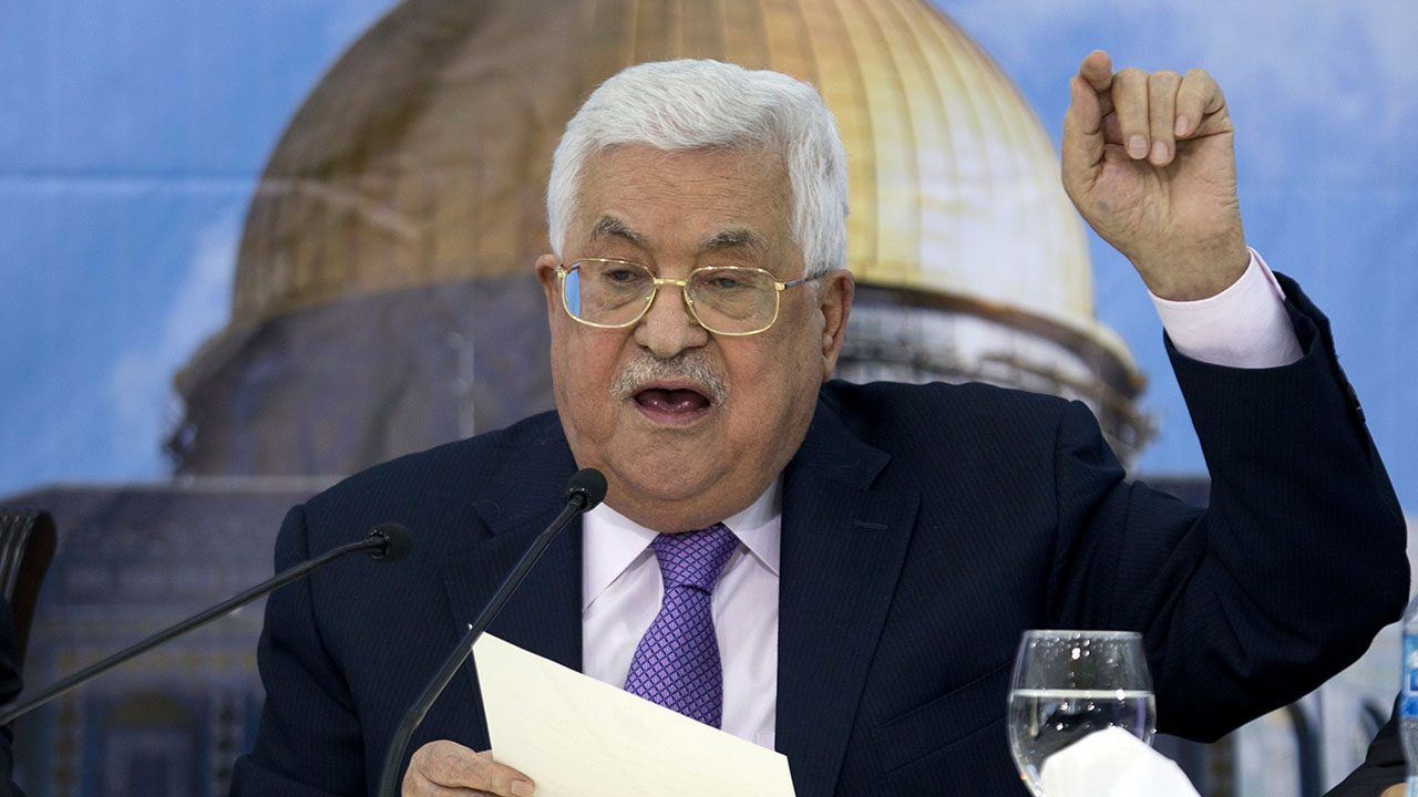 Palestinian Authority President Mahmoud Abbas at headquarters in Ramallah