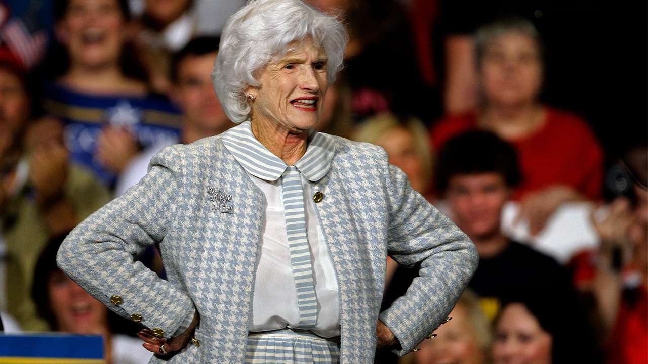 Photo of Roberta McCain during a rally in Downingtown, PA