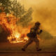 Photo of a running California firefighter