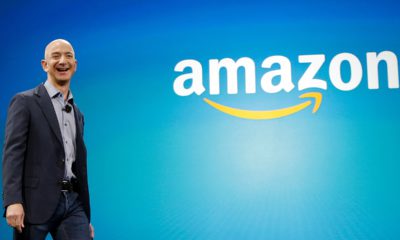 Photo of Amazon CEO Jeff Bezos walking on stage in 2014