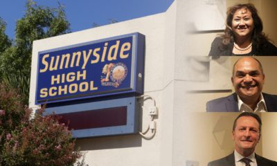 Photo combo of Sunnyside High School and their 3 candidates; Valerie Davis, Karl Diaz, Mark Ratchford