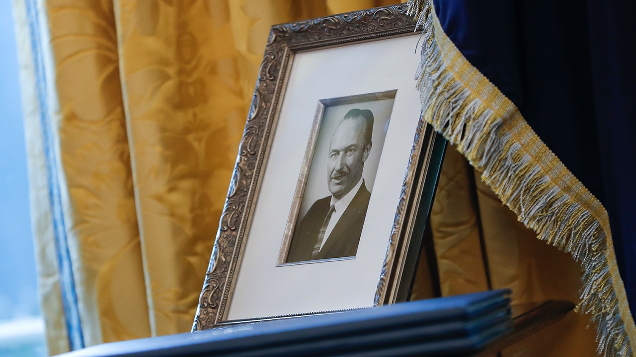 Photo of a portrait of President Donald Trump's father Fred Trump