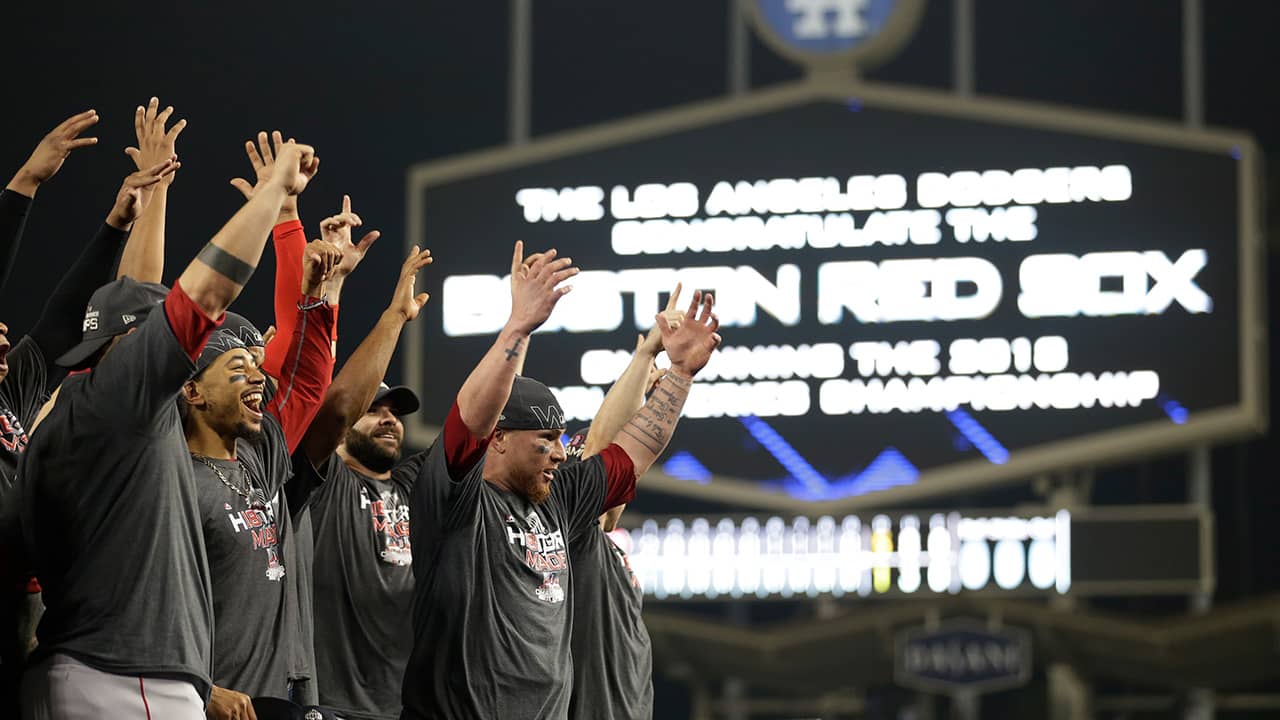 Photo of the Boston Red Sox after winning the World Series
