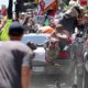 Photo of people flying into the air during a white nationalist rally in Charlottesville, Va.