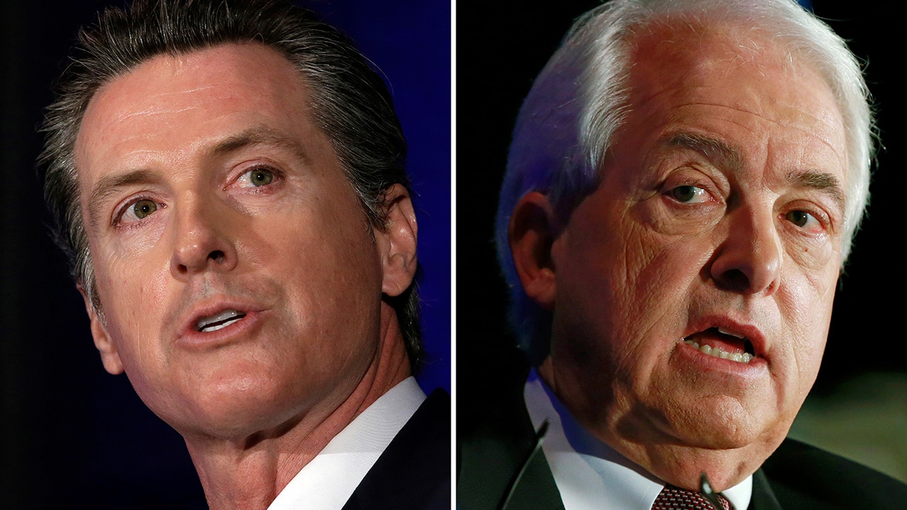 Photo combo of Gavin Newsom and John Cox