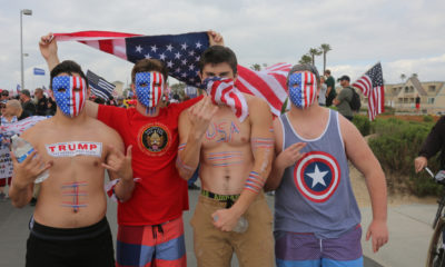 Photo of Trump supporters in Huntington Beach, California