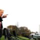 Photo of President Donald Trump talking to the media