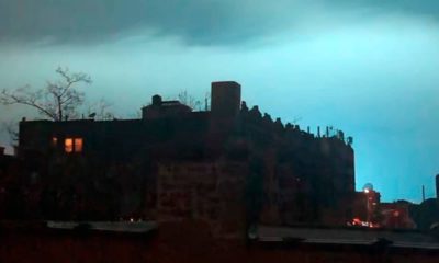 Photo of the blue light that flashed over Queens, New York