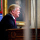 Photo of President Donald Trump talking to the nation from the Oval Office.