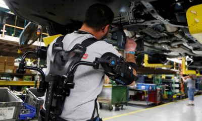 Photo of worker wearing new wearable technology