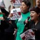 Photo of protesters before a California Public Utilities Commission meeting in San Francisco
