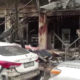 Screen image of scene in Syria following a deadly explosion outside a restaurant
