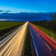 Time lapse photo of German autobahn at sunset