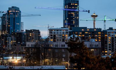 Photo of cranes in the Seattle skyline