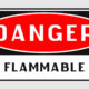 Sign reading: Danger Flammable