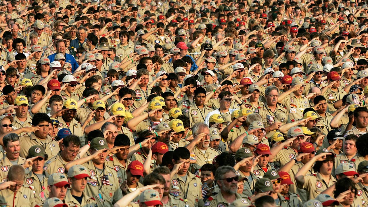 Photo of boy scouts saluting