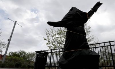 Photo of covered Kate Smith statue