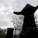 Photo of covered Kate Smith statue