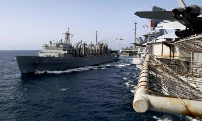 Photo of the fast combat support ship USNS Arctic transporting cargo