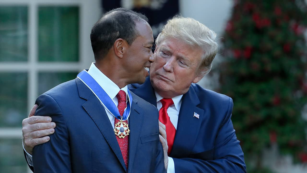 Photo of President Donald Trump and Tiger Woods