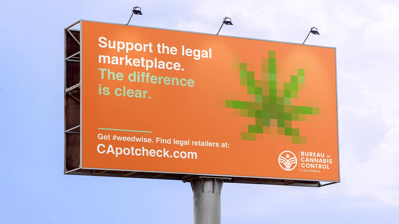 Photo of rendering of billboard urging consumers to purchase cannabis from retailers