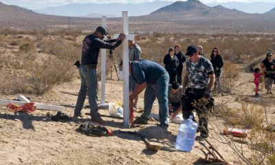 Photo of crosses near the graves where the McStay family was found in Victorville, Ca.