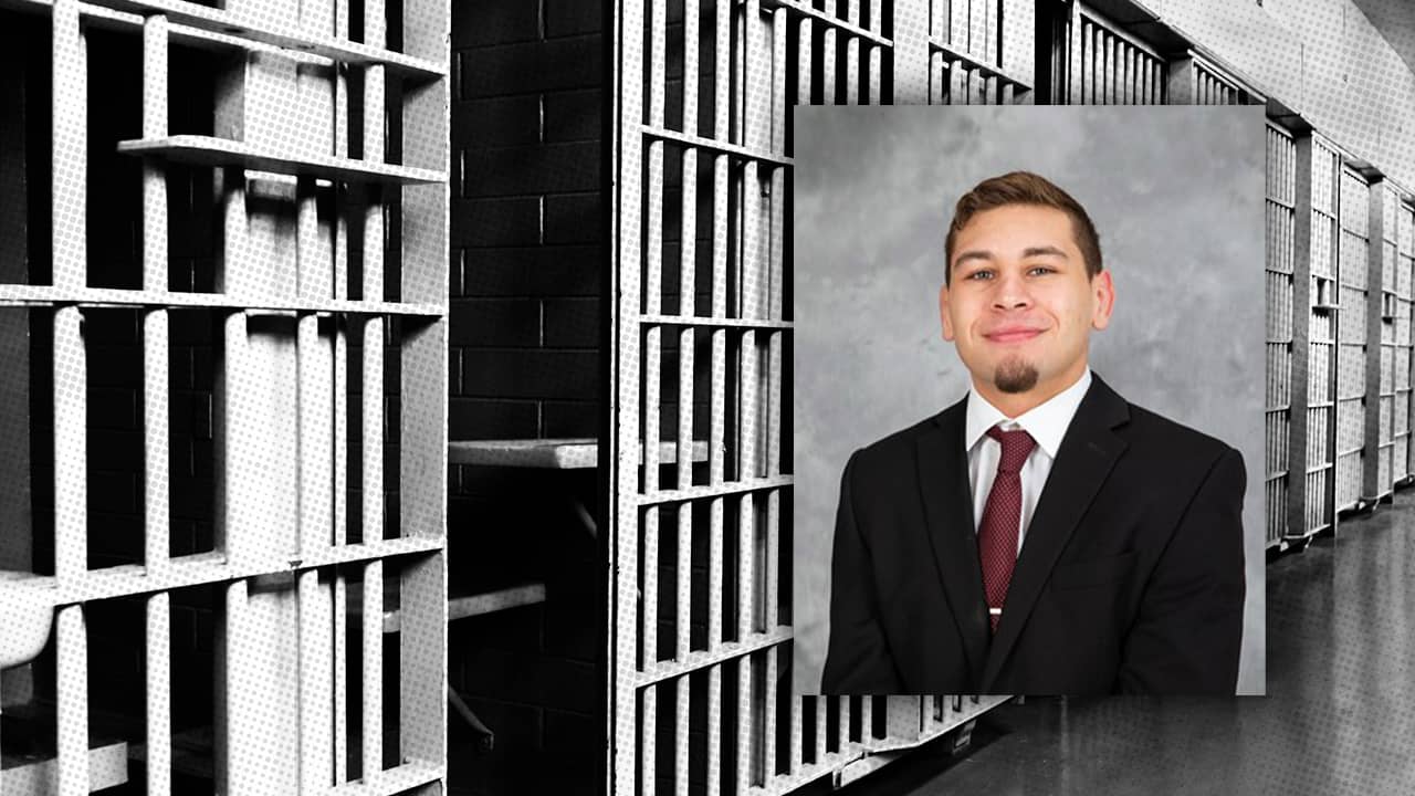 Composite of Dylan Martinez and jail bars