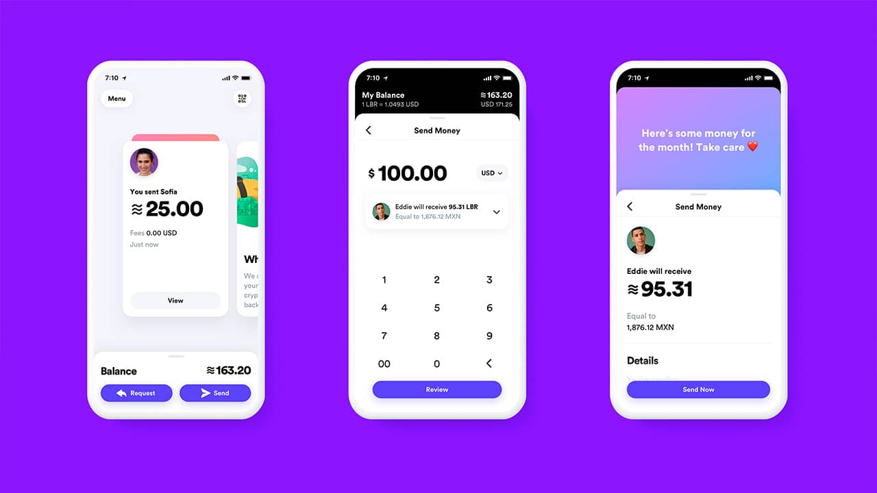 Photo of Calibra digital wallet app prototype