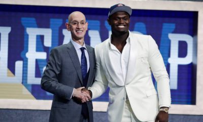 Photo of Zion Williamson and Adam Silver