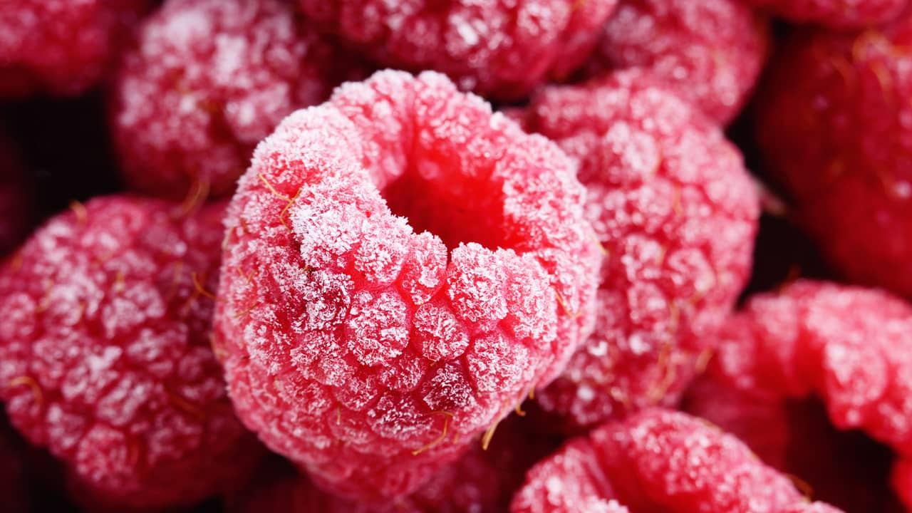 Photo of frozen raspberries