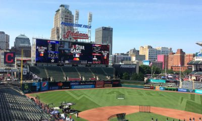 Photo of scoreboard at MLB All-Star Game in Cleveland