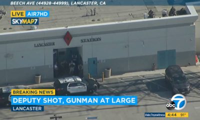 Photo of the outside of LA County sheriff's station in Lancaster