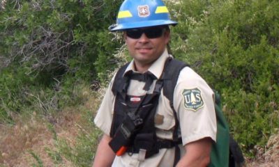 Photo of Forest Service district ranger Matthew Zumstein out in the field