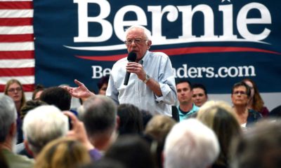 Photo of Bernie Sanders speaking at the podium