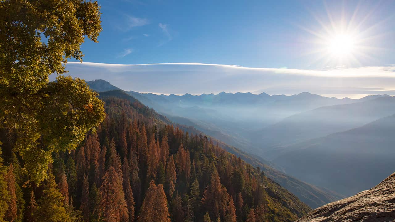 Photo of autumn sunrise at Moro Rock