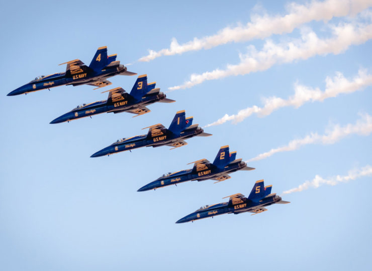 Blue Angels in formation over Sacramento.