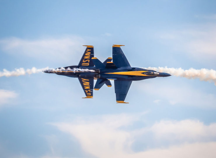 Blue Angels Knife Edge Pass over Mather Airport, Sacramento.