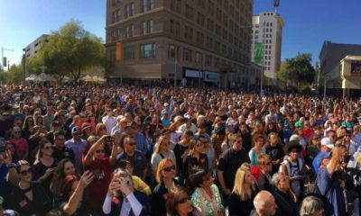 Photo of the re-opening of Fulton Street in 2017l