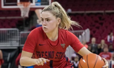 Photo of Haley Cavinder driving to the basket