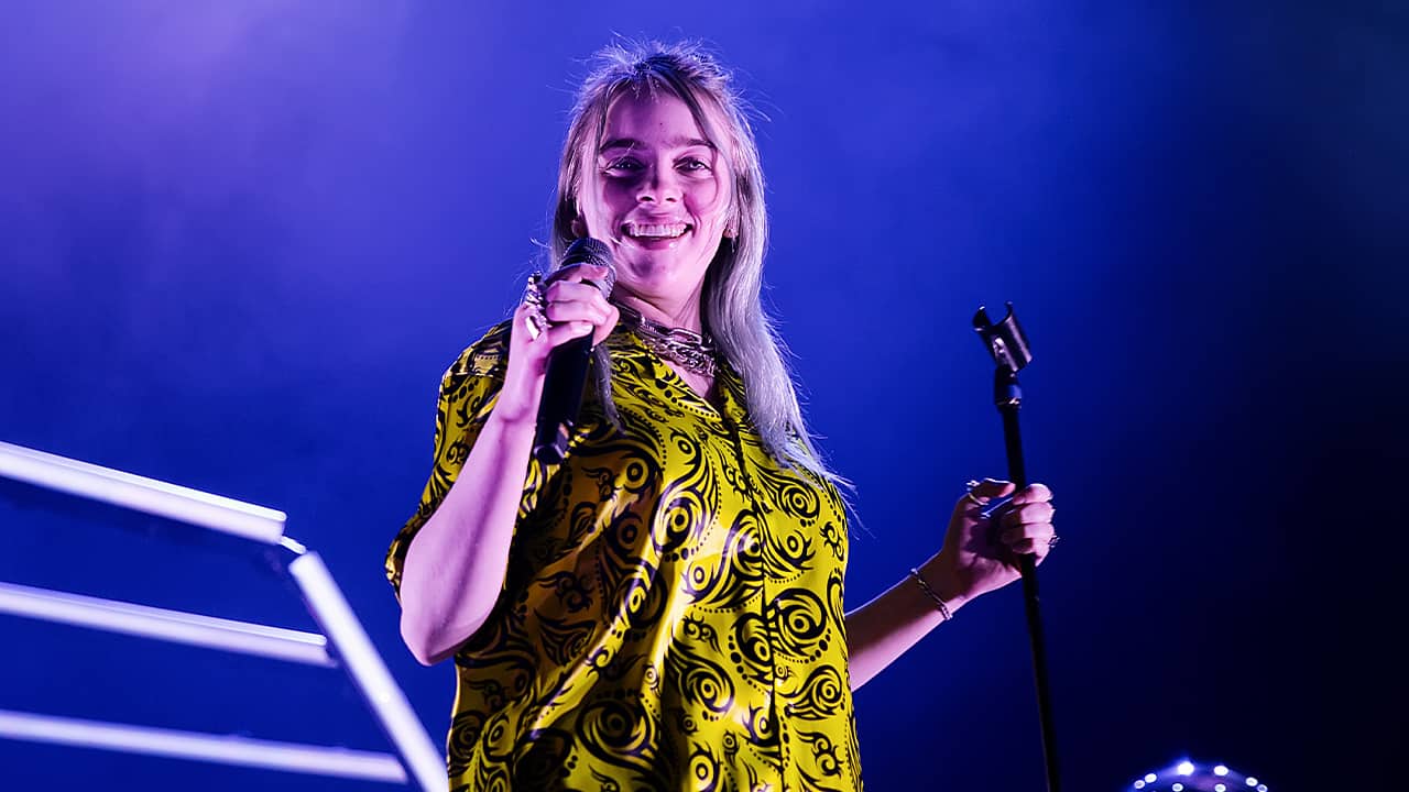 Photo of Billie Eilish performing